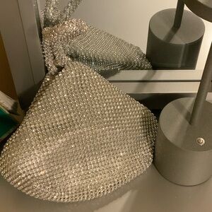 Silver Crystal Mesh Evening Clutch